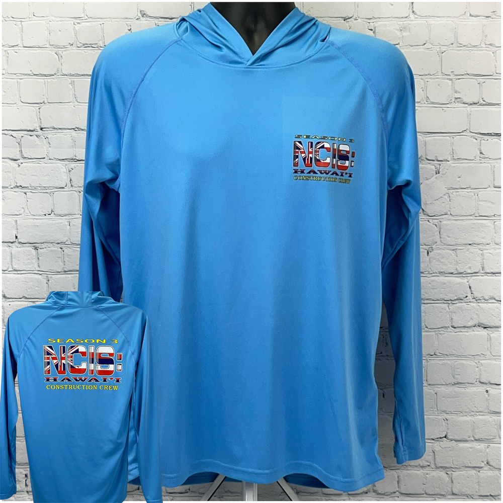 NCIS Hawaii Construction Film Crew Hooded T Shirt M Medium Blue Hoodie TV Show